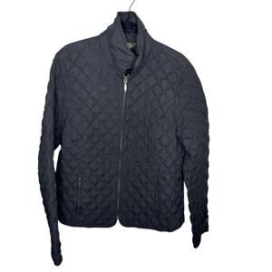 EDDIE BAUER / black 650 fill goose down quilted full zip jacket / L